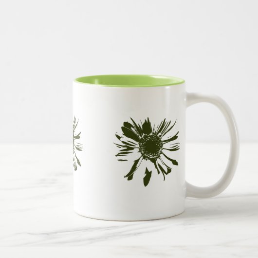 Tasse 2 Couleurs Fleurs de Gerbera verte de chaux (Droit)