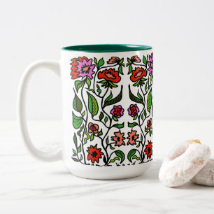 Tasse 2 Couleurs Fleurs de jardin funky illustrées