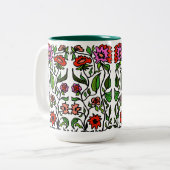 Tasse 2 Couleurs Fleurs de jardin funky illustrées (Devant gauche)
