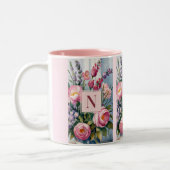 Tasse 2 Couleurs Fleurs de lavande rose Aquarelle moderne (Gauche)