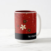 Tasse 2 Couleurs Fleurs de Noël modifiables (Devant droit)