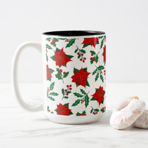 Tasse 2 Couleurs Fleurs de Noël Vibrantes