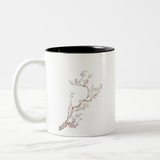 Tasse 2 Couleurs fleurs de pêche rose (Gauche)