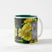 Tasse 2 Couleurs Fleurs de Primrose Jaune Ajouter Votre Photo (Devant droit)
