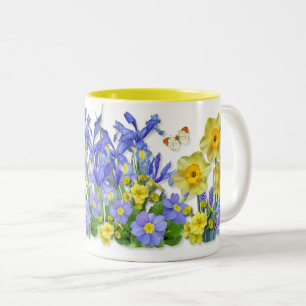 Tasse 2 Couleurs Fleurs de printemps et papillons