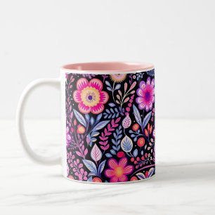 Tasse 2 Couleurs Fleurs de printemps vintages Purple Shabby Chic