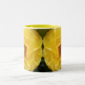 Tasse 2 Couleurs Fleurs de rose jaune vif image en miroir (Centre)