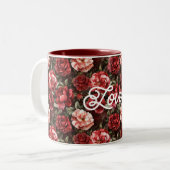 Tasse 2 Couleurs Fleurs de rose rose rouge (Devant gauche)