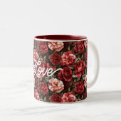 Tasse 2 Couleurs Fleurs de rose rose rouge (Devant droit)