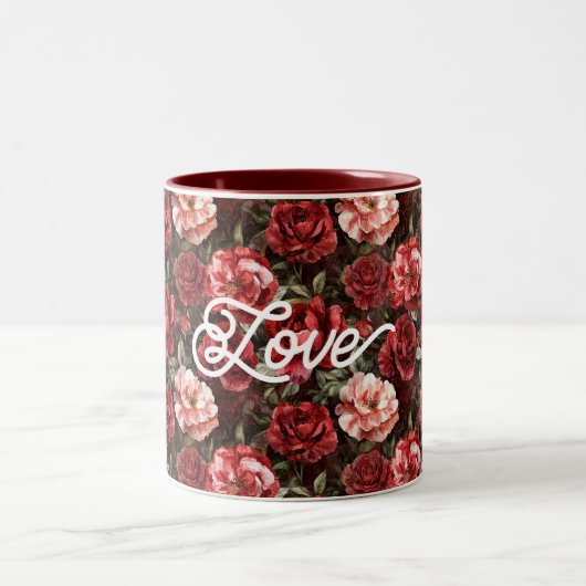 Tasse 2 Couleurs Fleurs de rose rose rouge (Centre)