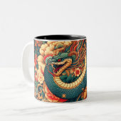 Tasse 2 Couleurs Fleurs de serpent vert (Devant gauche)