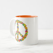 Tasse 2 Couleurs Fleurs de signe de paix de hippie (Devant gauche)