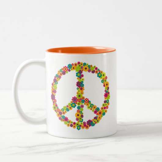 Tasse 2 Couleurs Fleurs de signe de paix de hippie (Gauche)