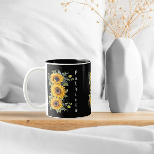 Tasse 2 Couleurs Fleurs de soleil modernes brillant Jaune