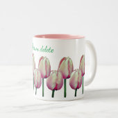 Tasse 2 Couleurs Fleurs de tulipes roses personnalisées (Devant droit)