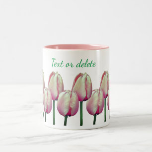 Tasse 2 Couleurs Fleurs de tulipes roses personnalisées