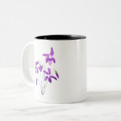 Tasse 2 Couleurs fleurs de violet aquarelle (Devant gauche)