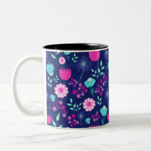 Tasse 2 Couleurs Fleurs délicates et détails botaniques