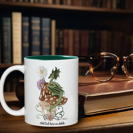 Tasse 2 Couleurs Fleurs d'Imaginaire de dragon de champignons verts
