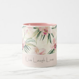 Tasse 2 Couleurs Fleurs d'orchidée rose blush vert Amour