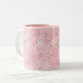Tasse 2 Couleurs Fleurs en papier rose (Devant gauche)
