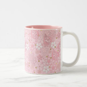 Tasse 2 Couleurs Fleurs en papier rose