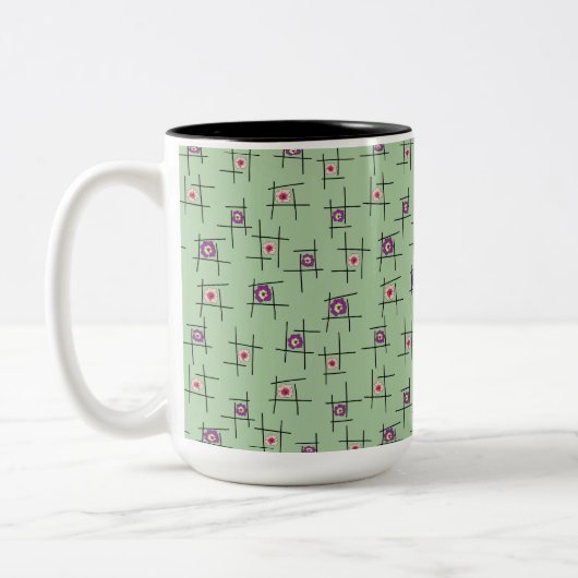Tasse 2 Couleurs Fleurs et bâtons géométriques sur arrière - plan v (Gauche)