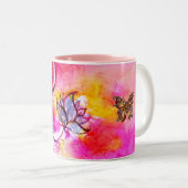 TASSE 2 COULEURS FLEURS ET BUTTERFLITS BLANCS (Devant droit)