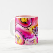 TASSE 2 COULEURS FLEURS ET BUTTERFLITS BLANCS (Devant gauche)