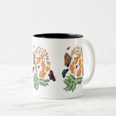 Tasse 2 Couleurs Fleurs et papillons orange (Devant droit)