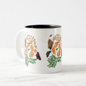 Tasse 2 Couleurs Fleurs et papillons orange (Devant gauche)