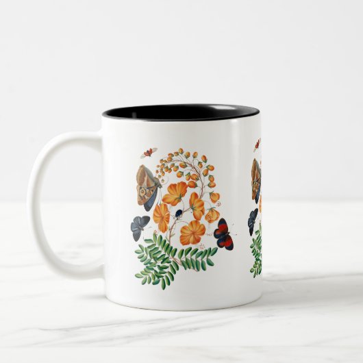 Tasse 2 Couleurs Fleurs et papillons orange (Gauche)