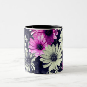 Tasse 2 Couleurs Fleurs Faisées Africaines En Noir Et Blanc 