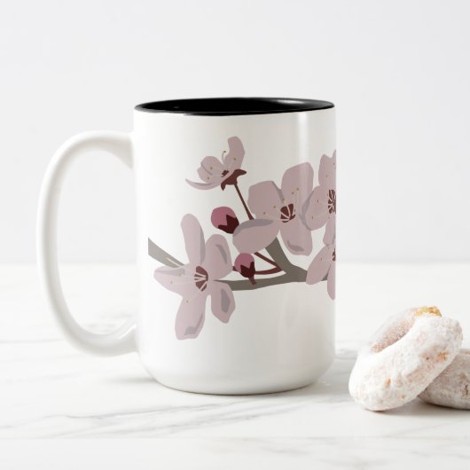 Tasse 2 Couleurs Fleurs flottantes de fleurs de cerisiers (Avec donut)