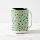 Tasse 2 Couleurs Fleurs géométriques et bâtonnets sur fond vert (Devant droit)