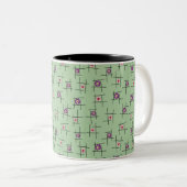 Tasse 2 Couleurs Fleurs géométriques et bâtons sur fond vert (Devant droit)