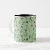Tasse 2 Couleurs Fleurs géométriques et bâtons sur fond vert (Devant gauche)