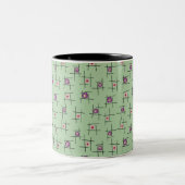 Tasse 2 Couleurs Fleurs géométriques et bâtons sur fond vert (Centre)