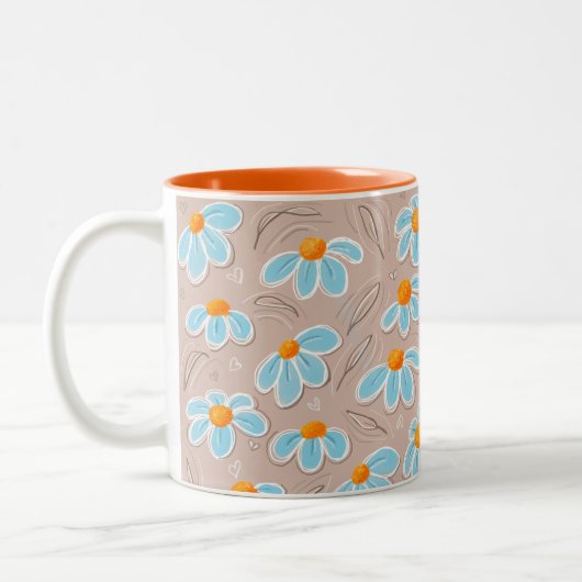 Tasse 2 Couleurs Fleurs Heureuses (Gauche)