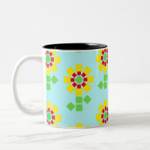 Tasse 2 Couleurs Fleurs jaunes de formes Carrés