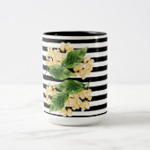Tasse 2 Couleurs Fleurs jaunes sur rayures noir et blanc (Centre)
