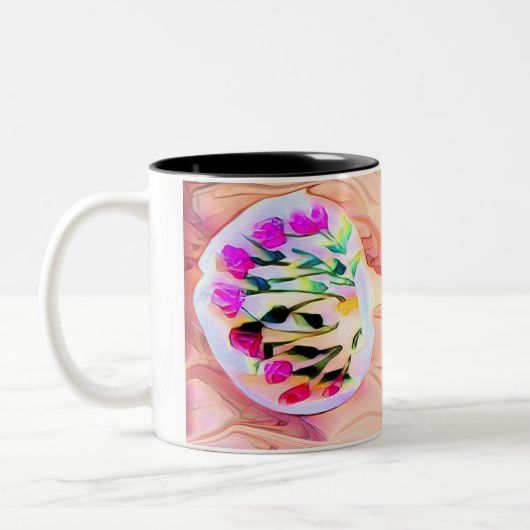 Tasse 2 Couleurs Fleurs Lys Roses (Gauche)