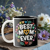 Tasse 2 Couleurs fleurs modernes meilleure mère jamais