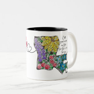 Tasse 2 Couleurs Fleurs multicolores en aquarelle et stylo