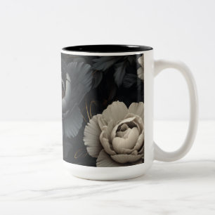 Tasse 2 Couleurs Fleurs noires et blanches