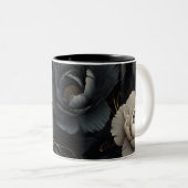 Tasse 2 Couleurs Fleurs noires et blanches (Devant droit)
