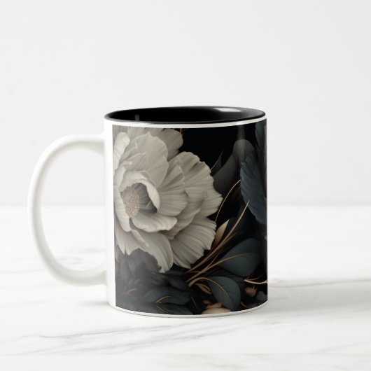 Tasse 2 Couleurs Fleurs noires et blanches (Gauche)