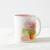 Tasse 2 Couleurs Fleurs pointillées (Devant droit)