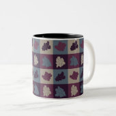 Tasse 2 Couleurs Fleurs Rétro Ondulées - Tons Calmes (Devant droit)