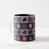 Tasse 2 Couleurs Fleurs Rétro Ondulées - Tons Calmes (Devant gauche)